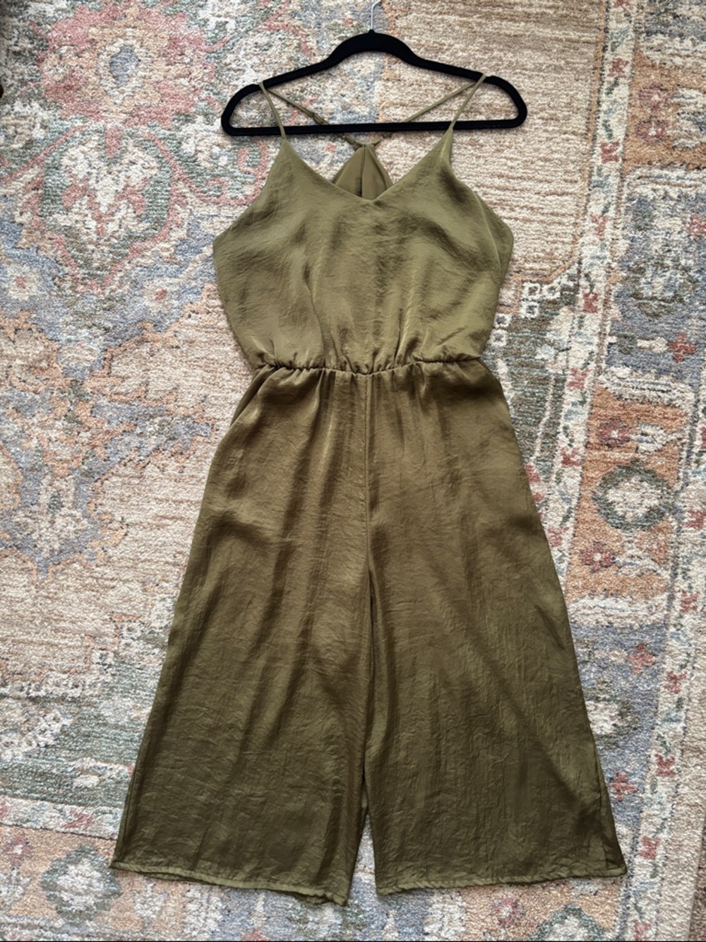 Xhilaration Olive Green Spaghetti-Strap Jumpsuit